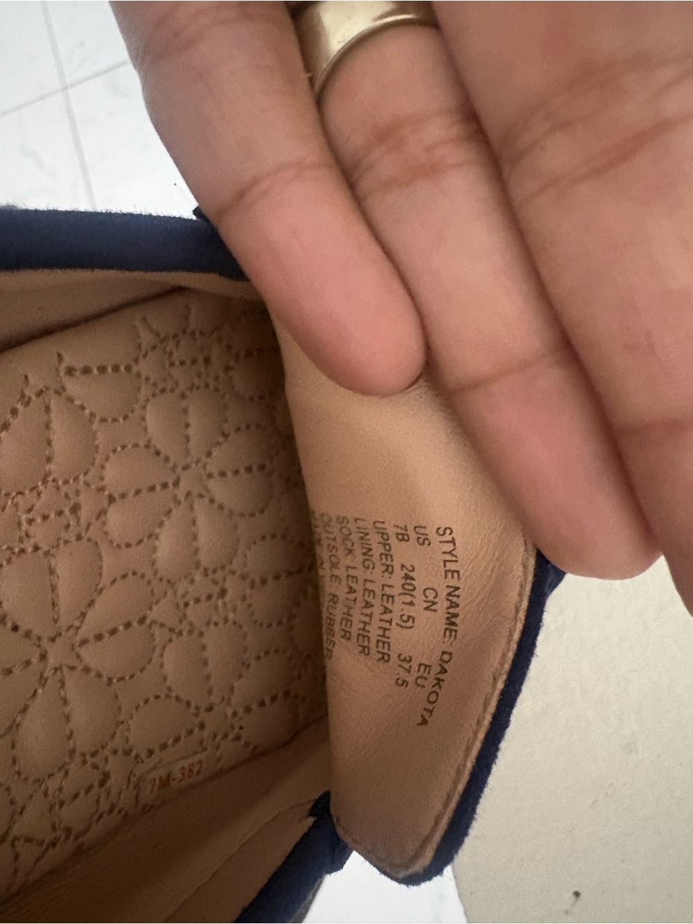 kate spade navy suede loafers with gold logo plaque - Picture 9 of 9
